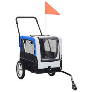 vidaXL Remorque de vélo 2-en-1 et poussette pour chien Gris et bleu