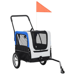 vidaXL Remorque de vélo 2-en-1 et poussette pour chien Gris et bleu
