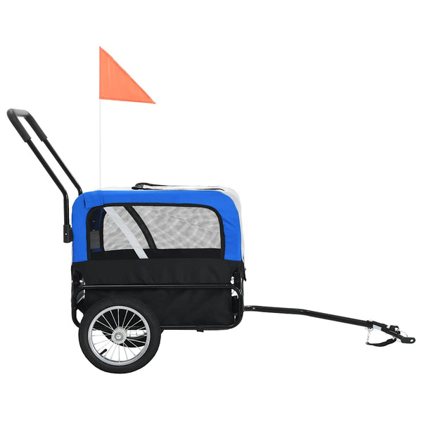 vidaXL Remorque de vélo 2-en-1 et poussette pour chien Gris et bleu