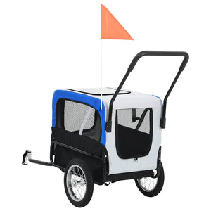vidaXL Remorque de vélo 2-en-1 et poussette pour chien Gris et bleu