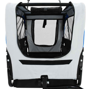 vidaXL Remorque de vélo 2-en-1 et poussette pour chien Gris et bleu