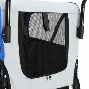 vidaXL Remorque de vélo 2-en-1 et poussette pour chien Gris et bleu