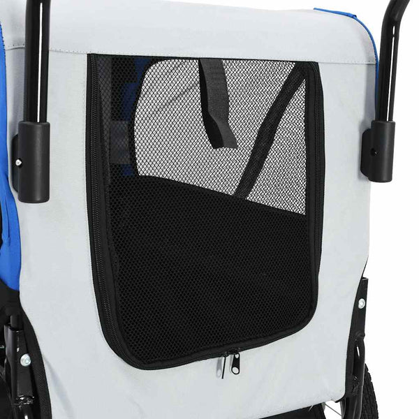 vidaXL Remorque de vélo 2-en-1 et poussette pour chien Gris et bleu