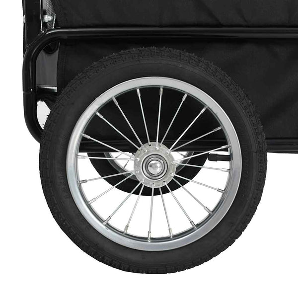 vidaXL Remorque de vélo 2-en-1 et poussette pour chien Gris et bleu