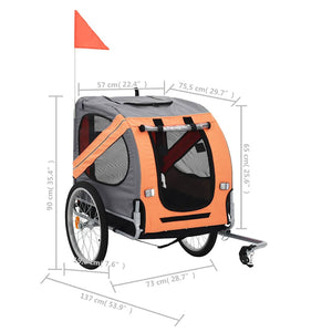 Hunde Fahrradanhänger Orange und Grau
