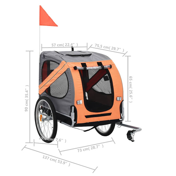 Hunde Fahrradanhänger Orange und Grau