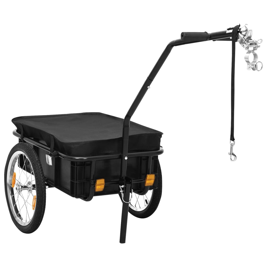 2-in-1 Fahrradanhänger & Handwagen Schwarz