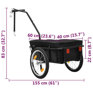 2-in-1 Fahrradanhänger & Handwagen Schwarz