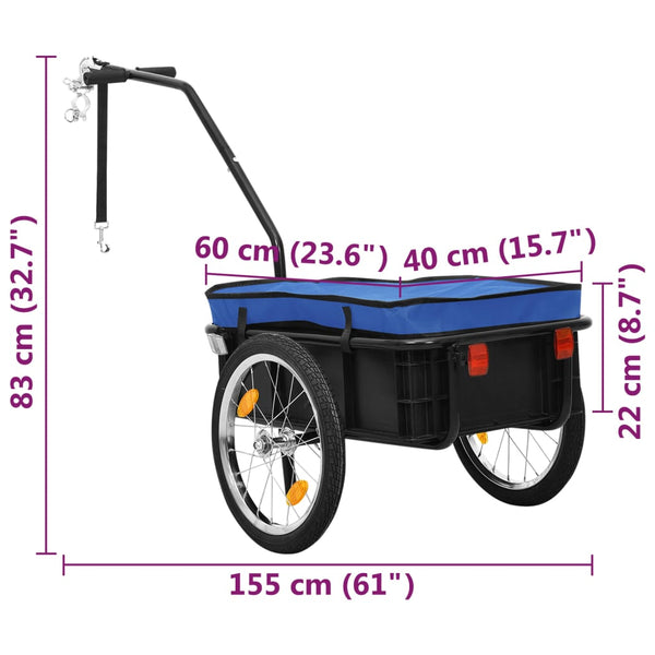2-in-1 Fahrradanhänger & Handwagen Blau