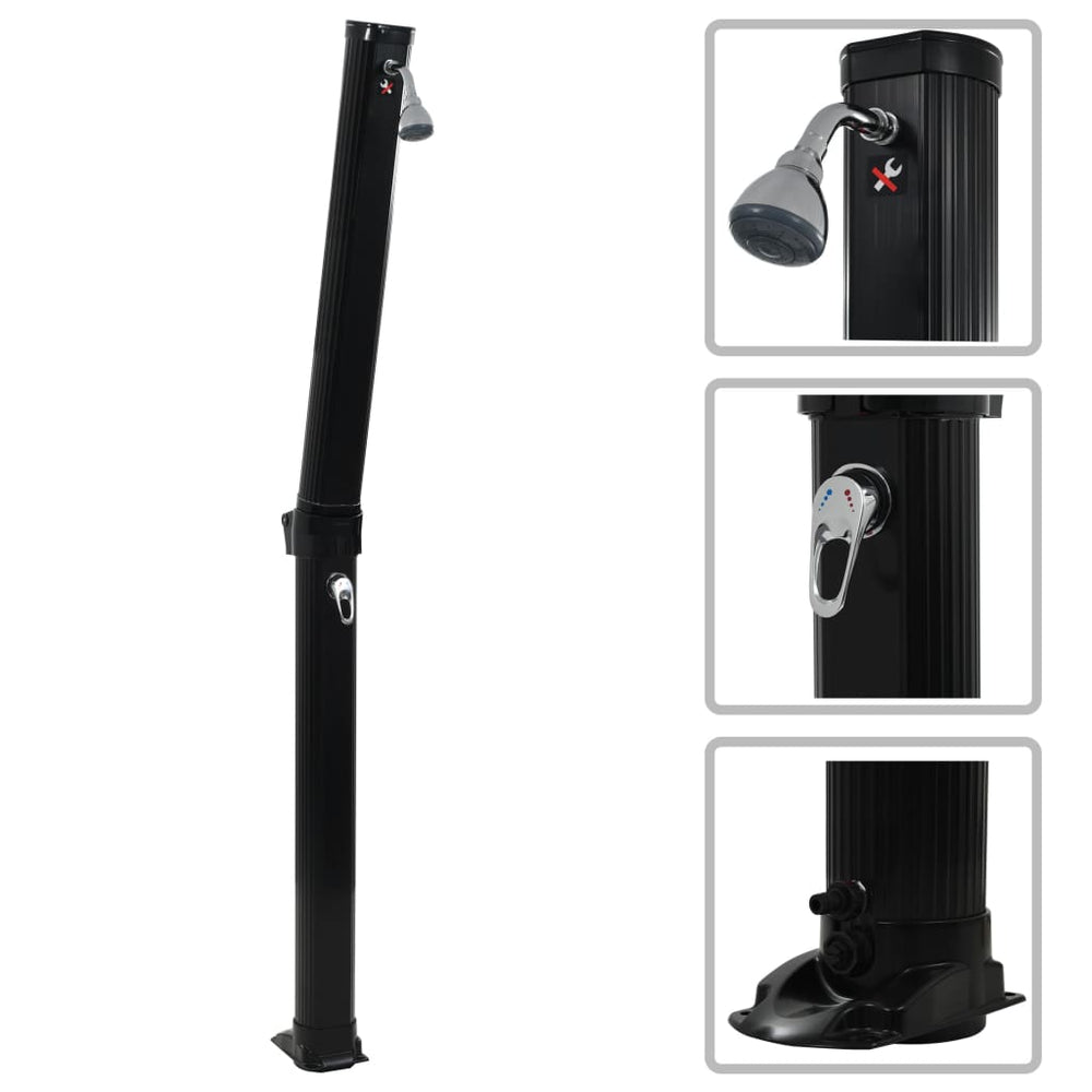 vidaXL Foldable Solar Shower Black 214 cm 23 L