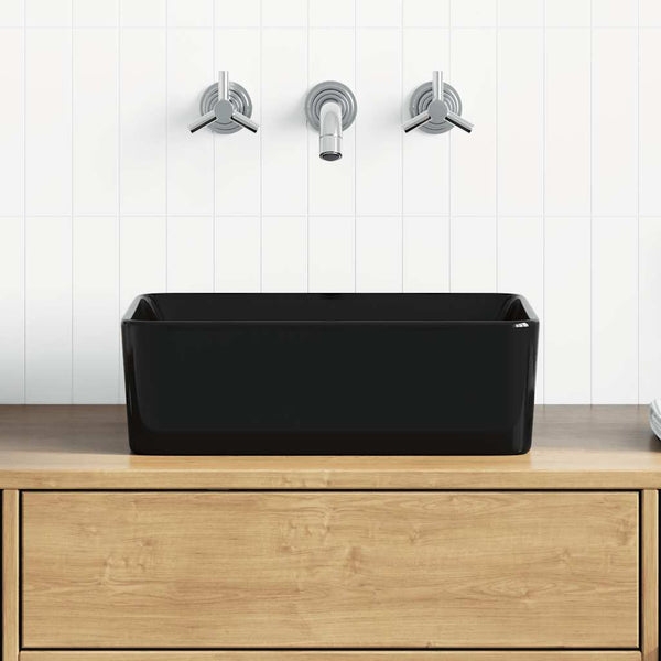 Waschbecken 40 x 30 x 13 cm Keramik Schwarz