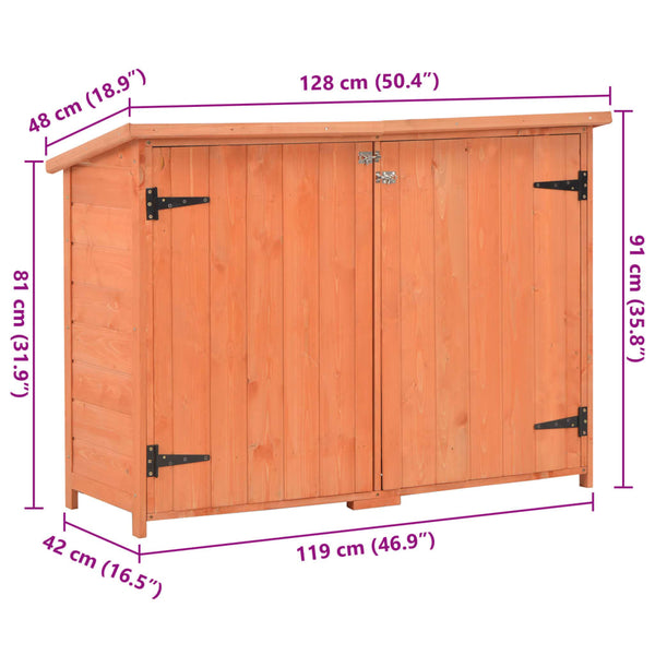 Garten-Geräteschuppen 128x42x91 cm Holz