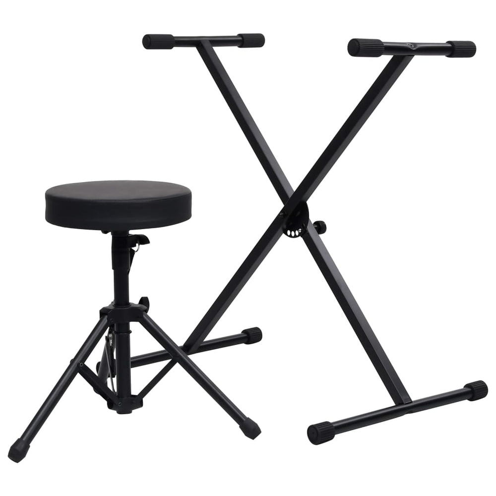 vidaXL Ensemble clavier et tabouret noir