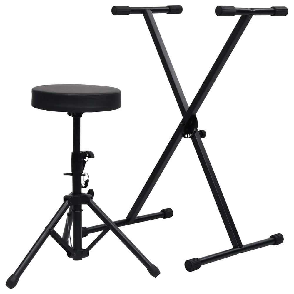 vidaXL Ensemble clavier et tabouret noir