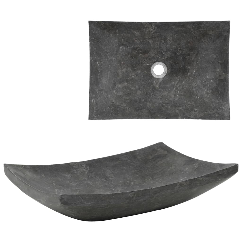 vidaXL Lavabo 50x35x12 cm Marbre Noir