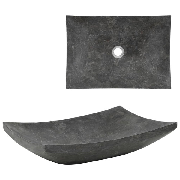 vidaXL Lavabo 50x35x12 cm Marbre Noir