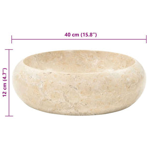 Waschbecken 40x12 cm Marmor Creme