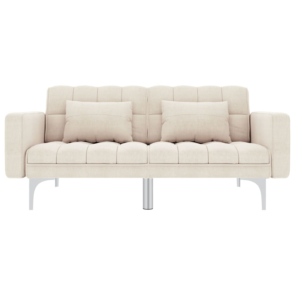 Schlafsofa Creme Stoff