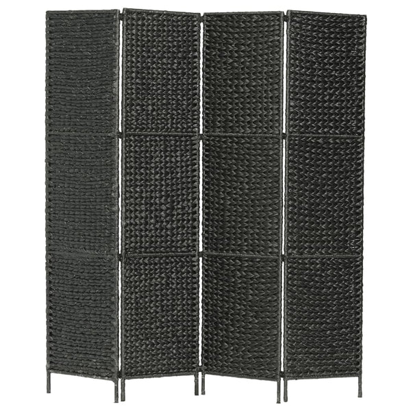 4-teiliger Paravent Schwarz 154×160 cm Wasserhyazinthe