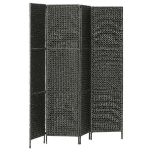4-teiliger Paravent Schwarz 154×160 cm Wasserhyazinthe