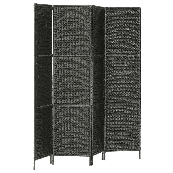 4-teiliger Paravent Schwarz 154×160 cm Wasserhyazinthe