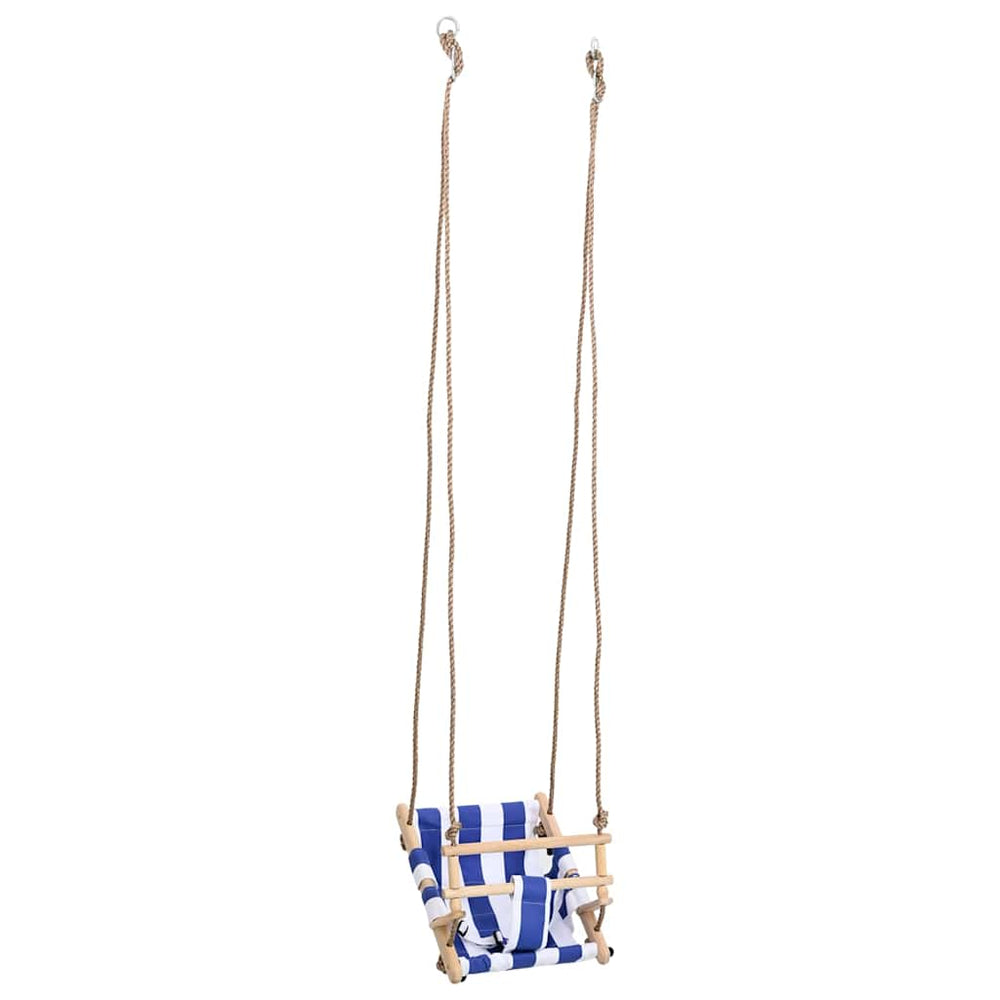 vidaXL Balançoire bébé avec ceinture de sécurité Coton Bois Bleu