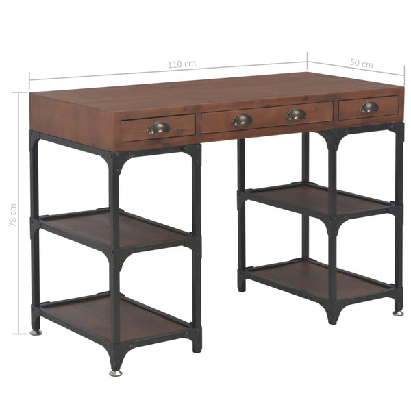 Schreibtisch mit 3 Schubladen 110x50x78 cm Massivholz Tanne