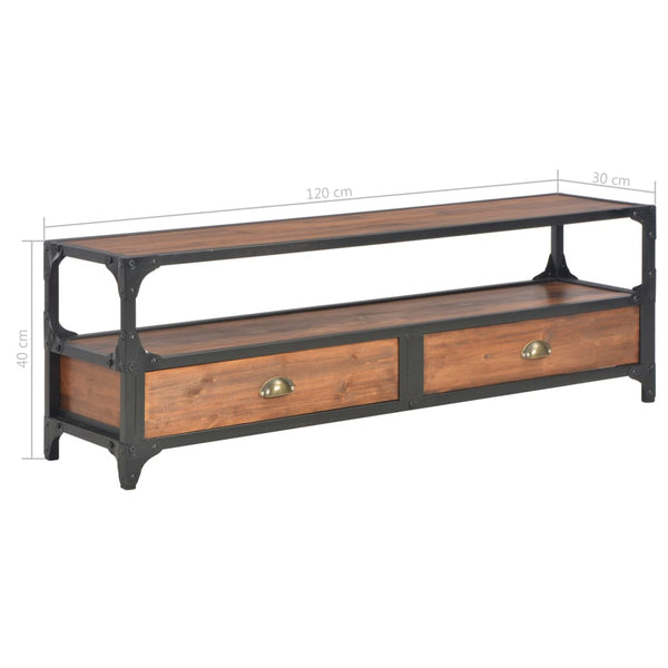 TV-Schrank mit 2 Schubladen 120x30x40 cm Massivholz Kiefer