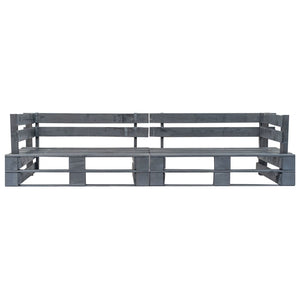 vidaXL Ensemble de canapés de palette d'extérieur 2 pcs avec coussins gris Bois de pin