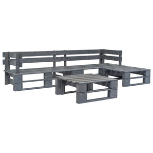 4-tlg. Outdoor-Lounge-Set Paletten Kissen in Sandfarben Holz