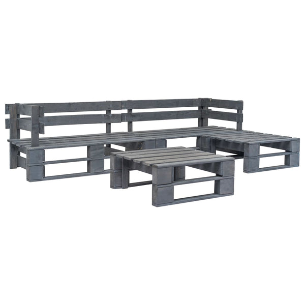4-tlg. Outdoor-Lounge-Set Paletten Kissen in Sandfarben Holz