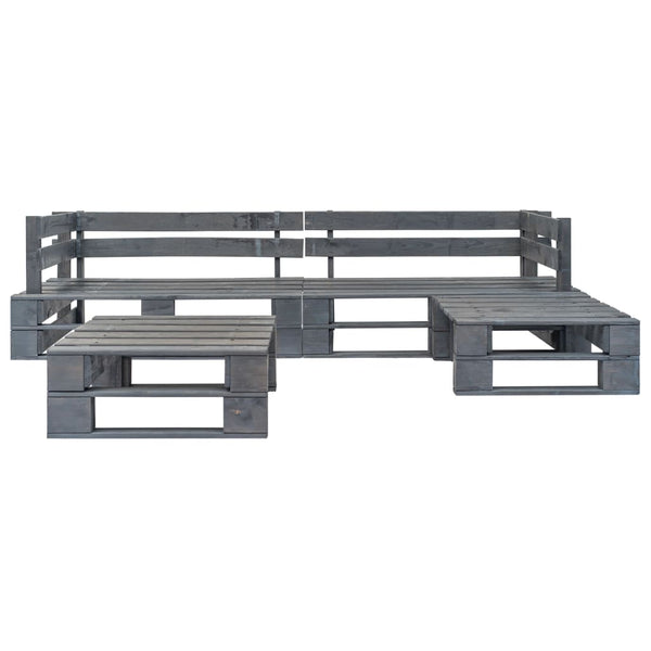 4-tlg. Outdoor-Lounge-Set Paletten Kissen in Sandfarben Holz