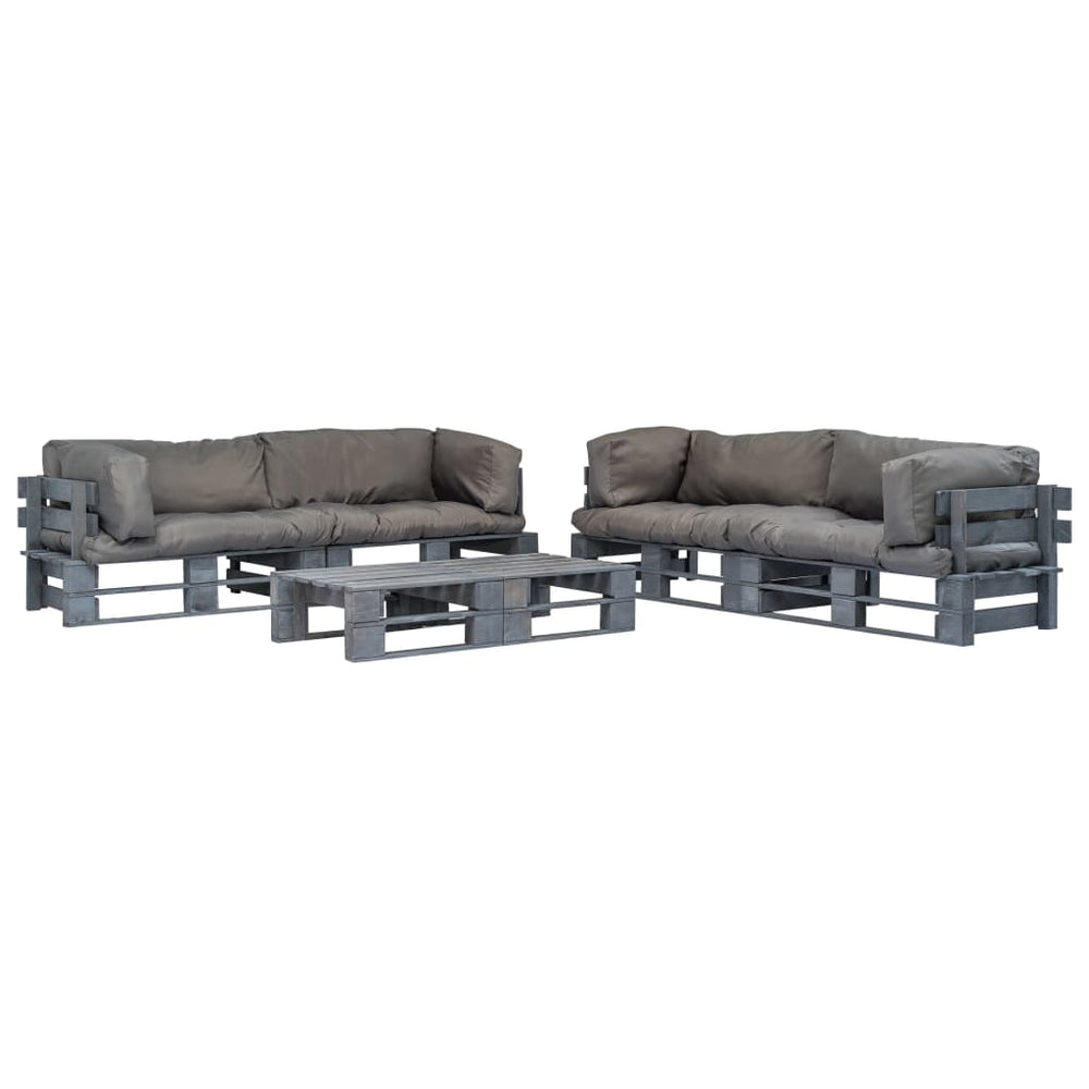 vidaXL Ensemble de salon de jardin 6 pcs avec coussins gris Palettes Bois