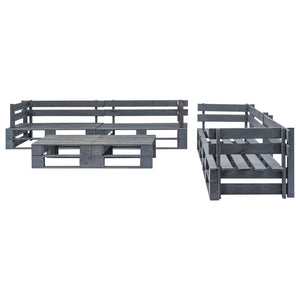 6-tlg. Outdoor-Lounge-Set Paletten mit Kissen in Grau Holz