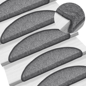 Stufenmatten 15 Stk. 56x17x3 cm Dunkelgrau Halbrund