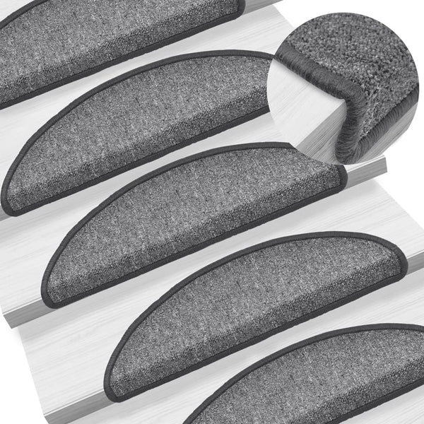 Stufenmatten 15 Stk. 56x17x3 cm Dunkelgrau Halbrund