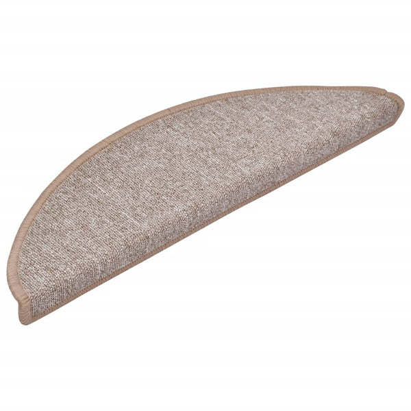 vidaXL Tapis de marches 15 pcs 56x17x3 cm Marron clair Semi-circulaire