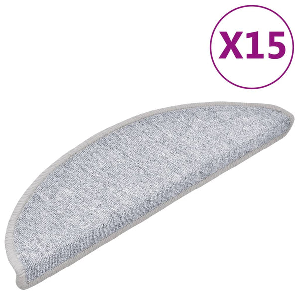 vidaXL Tapis de marche d'escalier 15 pcs Gris clair 56 x 17 x 3 cm