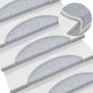 vidaXL Tapis de marche d'escalier 15 pcs Gris clair 56 x 17 x 3 cm