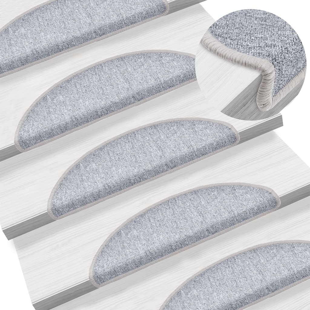 vidaXL Tapis de marche d'escalier 15 pcs Gris clair 56 x 17 x 3 cm