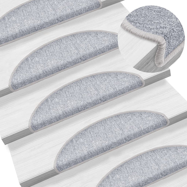 vidaXL Tapis de marche d'escalier 15 pcs Gris clair 56 x 17 x 3 cm