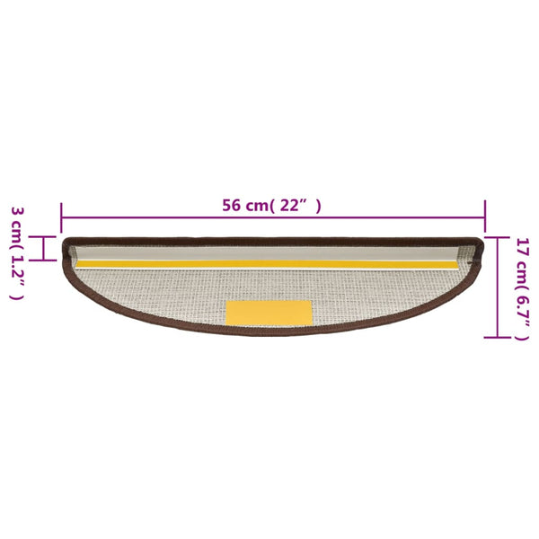 Stufenmatten 15 Stk. 56x17x3 cm Kaffeebraun Halbrund