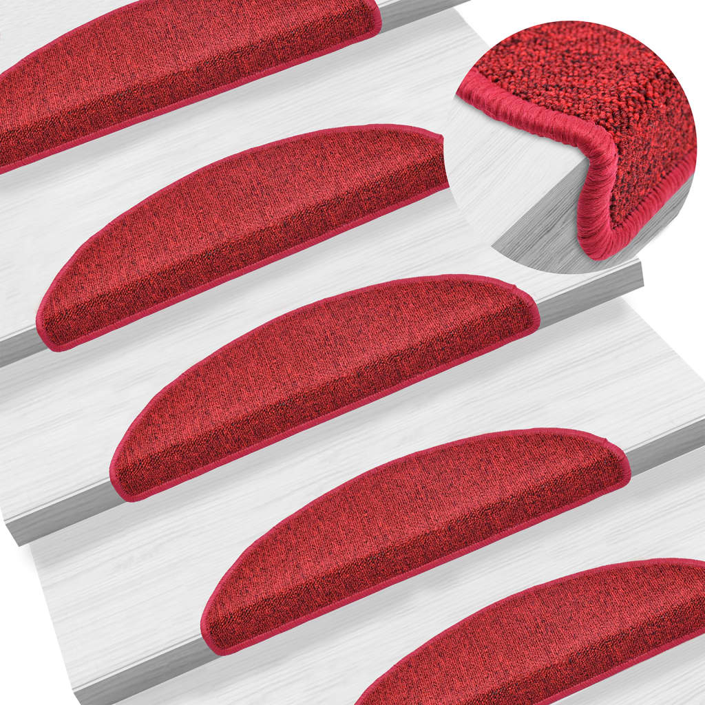 vidaXL Tapis de marche 15 pcs 56x17x3 cm Rouge Semi-circulaire