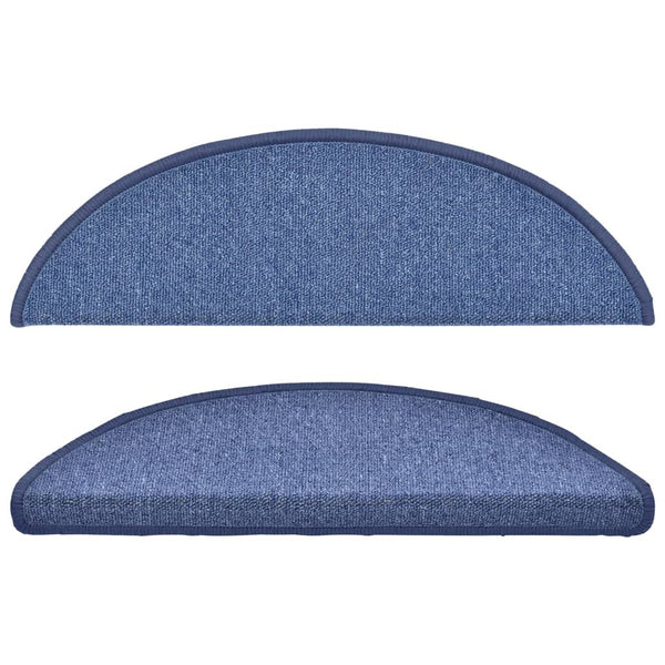 vidaXL Tapis de marche d'escalier 15 pcs 56x17x3 cm Bleu Semi-rond