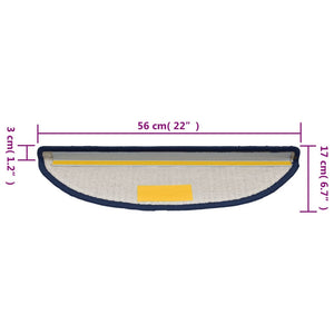 vidaXL Tapis de marche d'escalier 15 pcs 56x17x3 cm Bleu Semi-rond