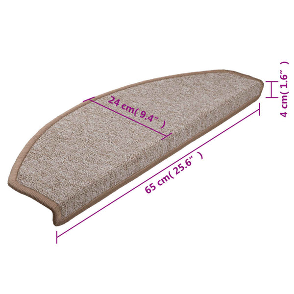 vidaXL Tapis de marche 15 pcs 65x24x4 cm Marron clair demi-rond grand