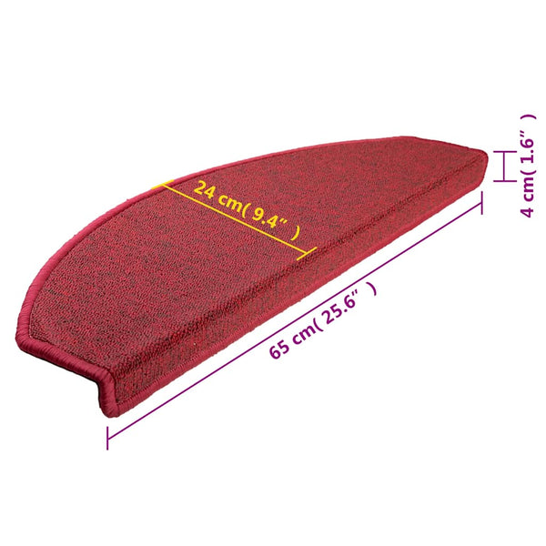 vidaXL Tapis de marche 15 pcs. 65x24x4 cm Rouge Semi-circulaire Grand