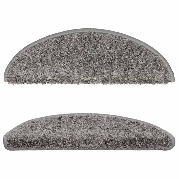vidaXL Tapis d'escalier 15 pcs 56x17x3 cm Gris Semi-circulaire