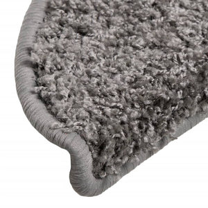 vidaXL Tapis d'escalier 15 pcs 56x17x3 cm Gris Semi-circulaire