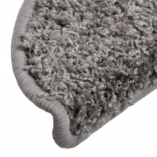 vidaXL Tapis d'escalier 15 pcs 56x17x3 cm Gris Semi-circulaire